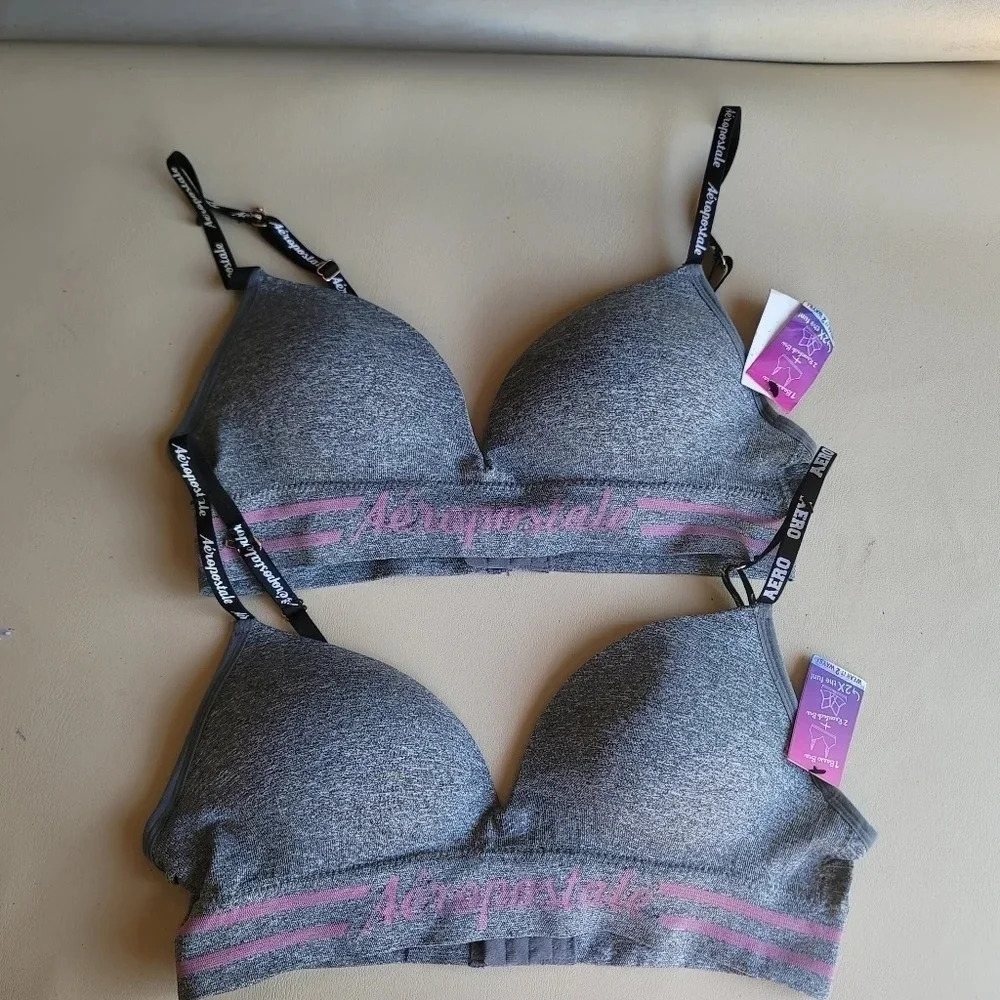 New Aeropostale 36C Bra Gray Totally Comfy No Wires for Extra Comfort 2 Pack